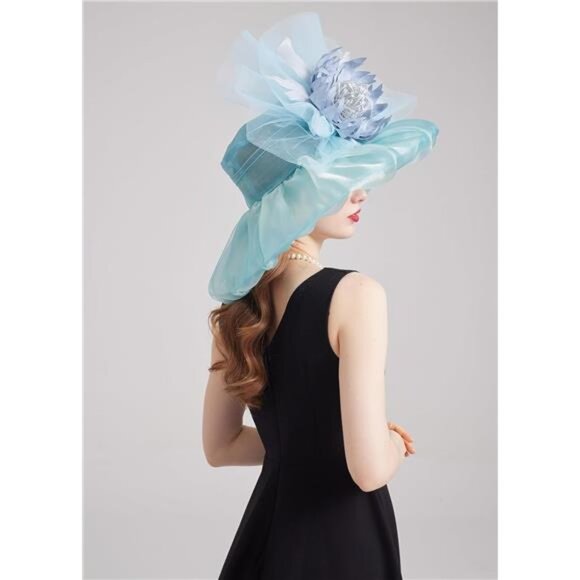 Women's Kentucky Derby Church Dress Hat 01-blue - Picture 7 of 7